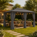 Tonnelle de Jardin 4x3 m avec Rideaux — Acier, Toit Venté - photo 1