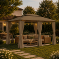 Tonnelle de Jardin 4x3 m avec Rideaux — Acier, Toit Venté - photo 4