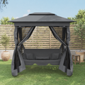 Balancelle de Jardin Convertible Acier — Banc & Lit avec Pergola - photo 2