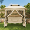 Balancelle de Jardin Convertible Acier — Banc & Lit avec Pergola - photo 3