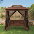 Balancelle de Jardin Convertible Acier — Banc & Lit avec Pergola - photo 1