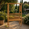 Banc de Jardin Teck Massif avec Pergola — Support Rosiers 115 cm - photo 2