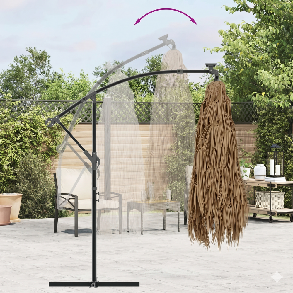 Parasol de Jardin LED Toit Paille 290 cm — Mât Acier - photo 1