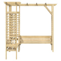 Pergola d'angle bois de pin impregne avec banc